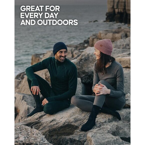 Men's Black Merino Wool Fitted Stretch Beanie Soft Stretchy Fisherman Beanie Cap - Picture 4 of 6